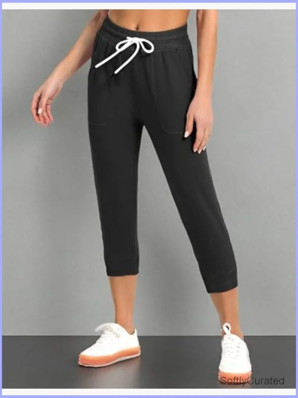 Capri Jogger Sweatpants for Women - Cotton Drawstring Lounge Pants